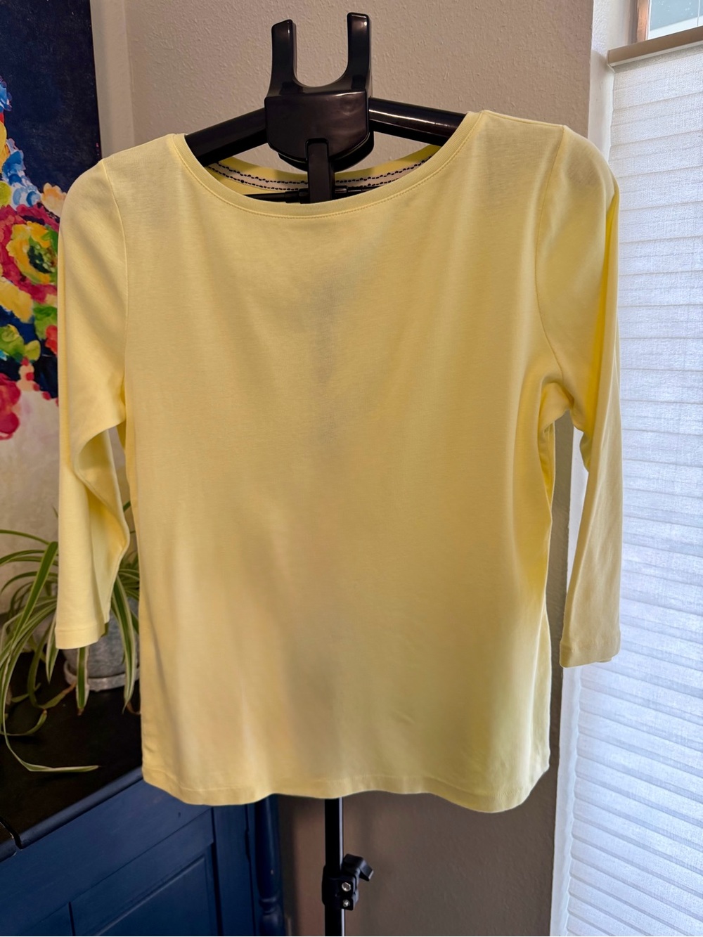 Talbots Women’s Medium Pima Cotton 3/4 Sleeve Tee Yellow Boat Neck